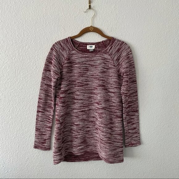 Old Navy Red Heather Sweater Burgundy Lightweight Small Cotton blend Layer Top - Picture 1 of 2